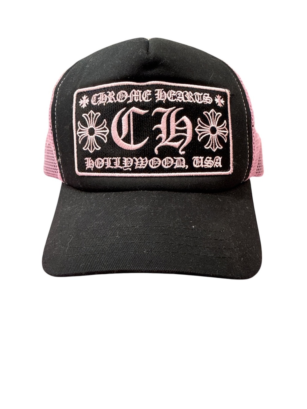 Chrome Hearts Black Front Pink Mesh Trucker Cap
